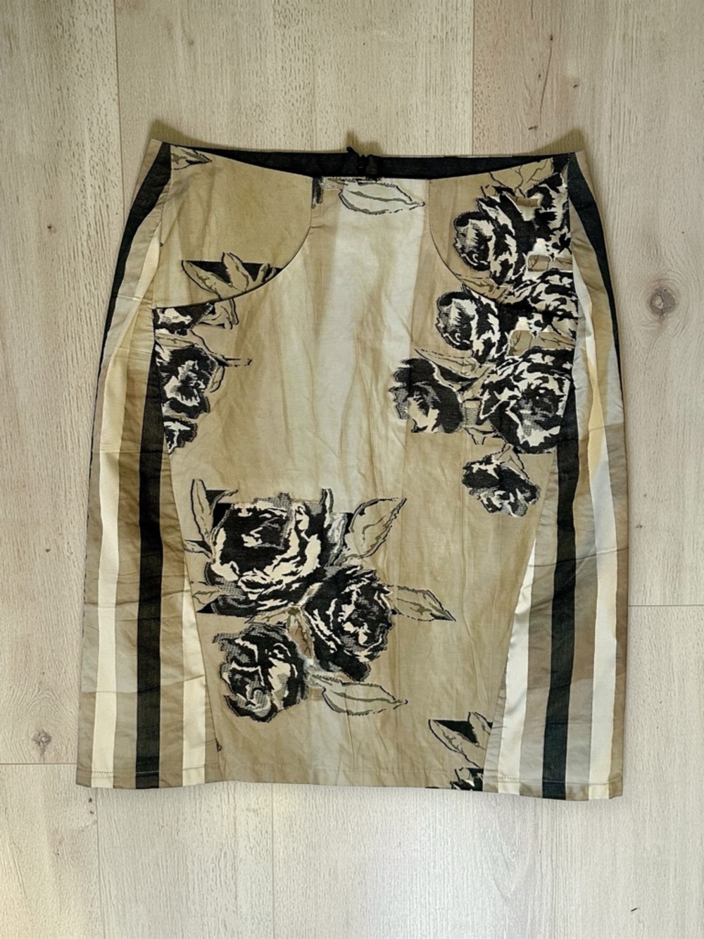 Annette Gortz Pencil Skirt in Contrasting Stipe and Floral Fabric